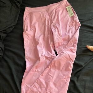 NWT Butter-Soft Yoga Stretch Waistband Scrub Pants Cherry Blossom Pink Large
